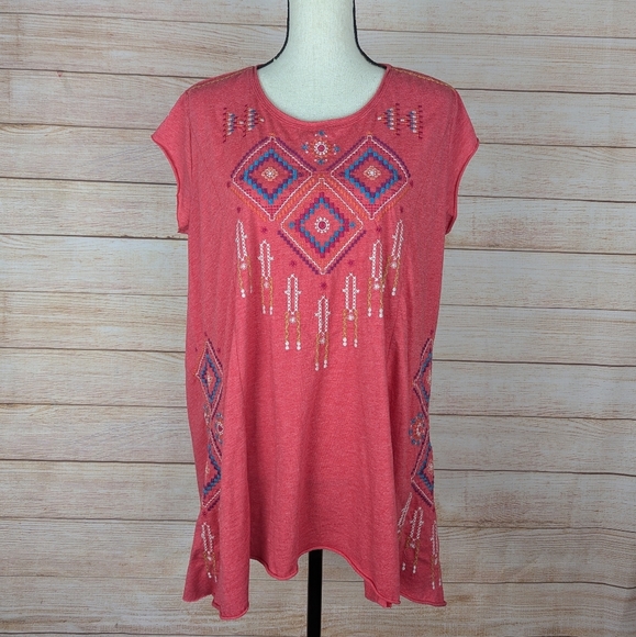 Johnny Was Size Medium M Boho Embroidered Tunic Top Corral Boxy Oversized - Picture 12 of 12
